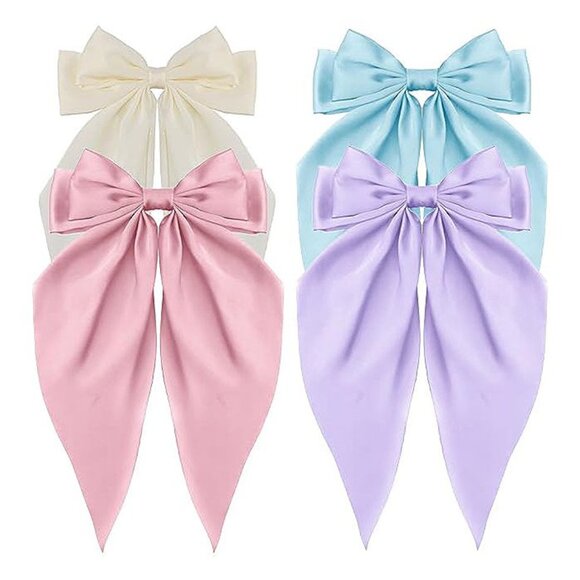 Accessories - Women's Hair Accessories - 4Pcs Beige & Light Blue & Light Pink & Lavender